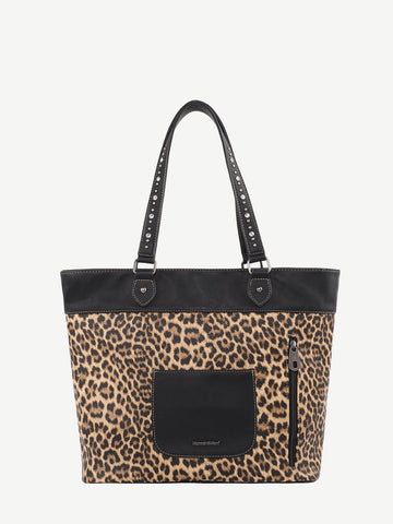 Montana West Animal Print Leather Tassel Concealed Carry Wide Tote - Montana West World