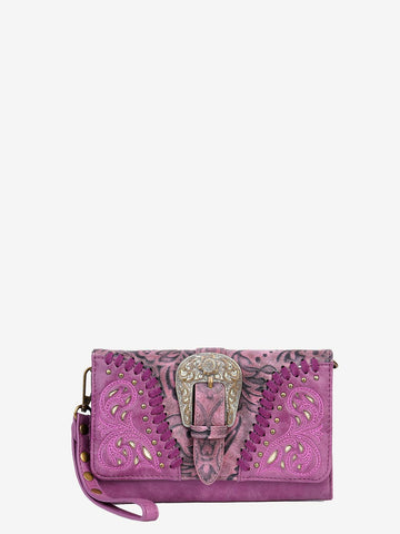 Montana West Cut-out Western Floral Buckle Crossbody Wallet - Montana West World