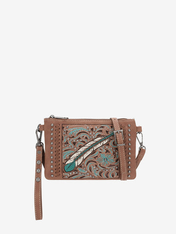 Montana West Cut-out Embroidered Feather Wristlet - Montana West World