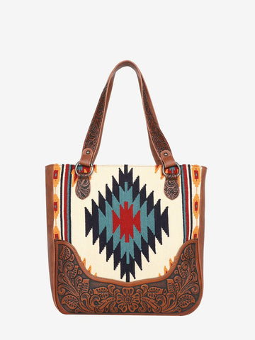 Montana West Vintage Floral Aztec Tapestry Concealed Carry Oversized Tote - Montana West World