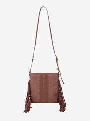 Trinity Ranch Leather Fringe Basketweave Concealed Carry Crossbody - Montana West World