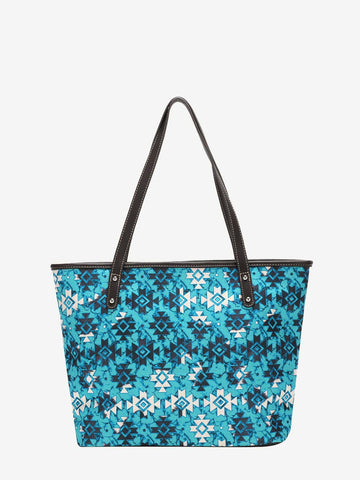 Montana West Turquoise Aztec Print Canvas Tote Bag - Montana West World