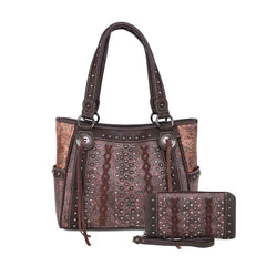 American Bling Floral Embossed Tote and Wallet Set - Montana West World