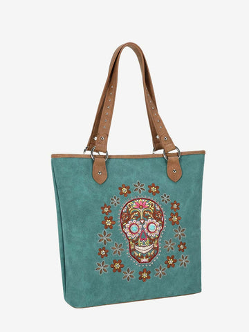 Montana West Embroidered Sugar Skull Concealed Carry Tote - Montana West World