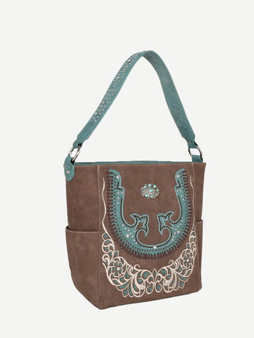 Montana West Cut-Out Turquoise Stone Concho Hobo Bag - Montana West World