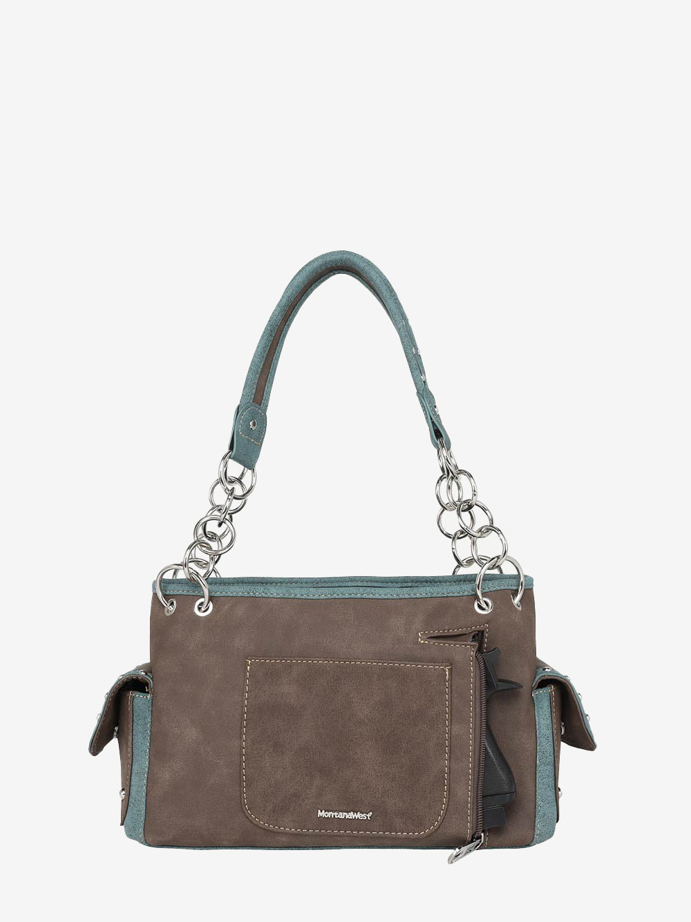 Montana West Cut-Out Turquoise Stone Concho Satchel Bag - Montana West World