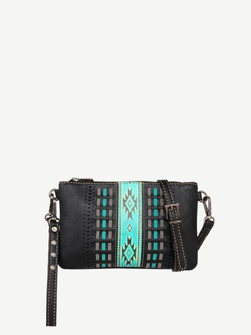 Montana West Laser Cut Out Embossed Aztec Crossbody Clutch - Montana West World