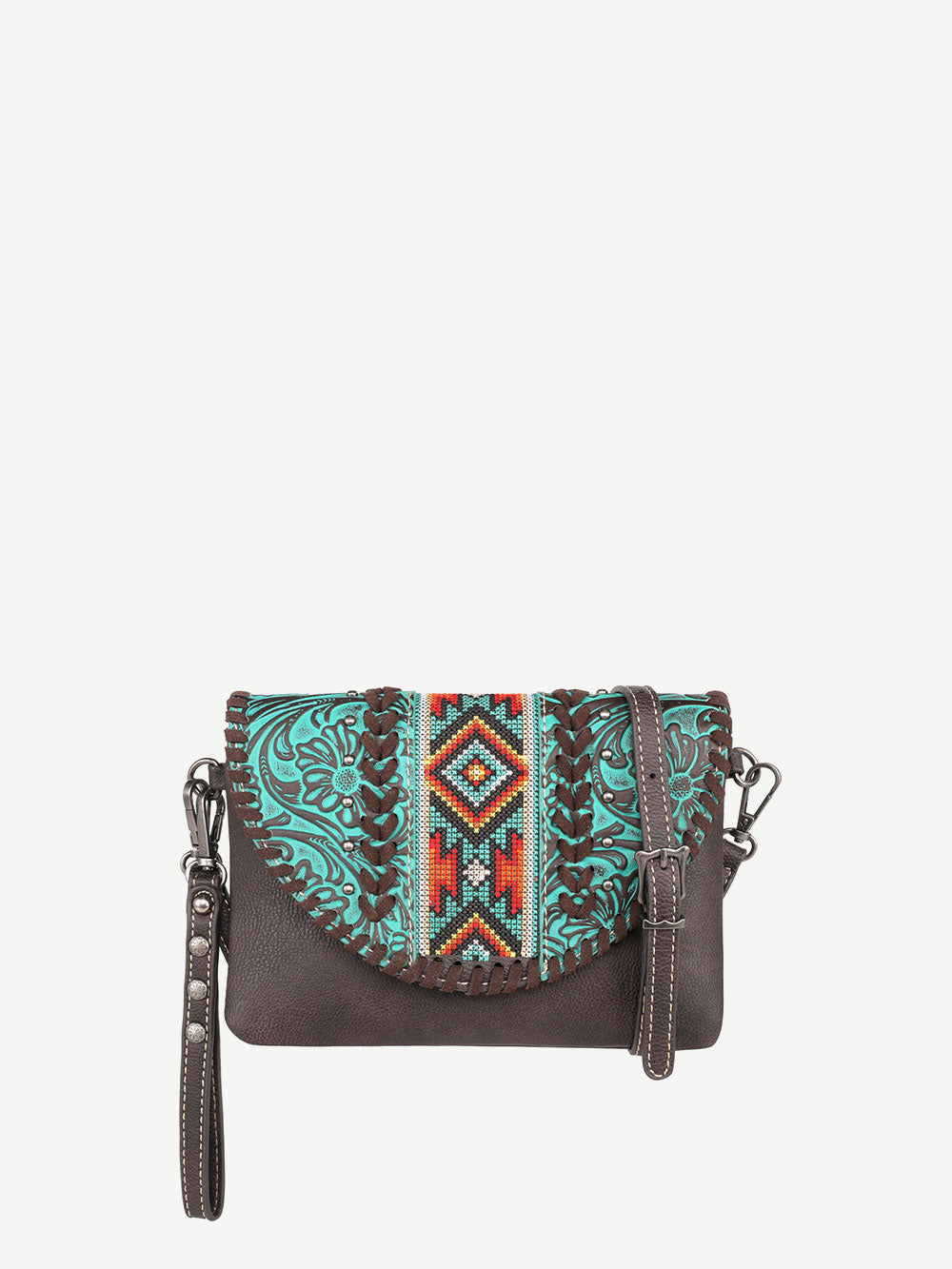 Montana West Vintage Floral Embroidered Aztec Crossbody Wristlet - Montana West World