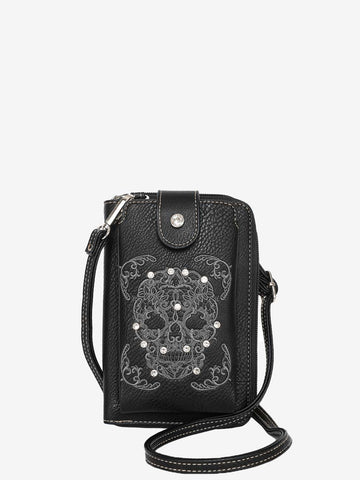 Montana West Embroidered Sugar Skull Crossbody Phone Bag - Montana West World