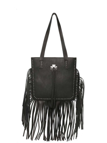 Montana West Concho Genuine Leather Fringe Tote Bag - Montana West World