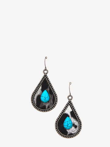 Montana West Animal Print Teardrop Turquoise Earrings - Montana West World