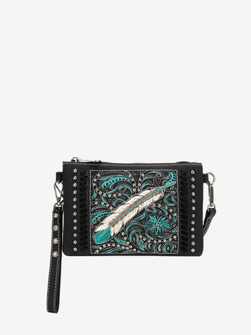 Montana West Cut-out Embroidered Feather Wristlet - Montana West World