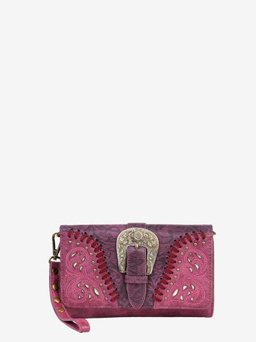 Montana West Cut-out Western Floral Buckle Crossbody Wallet - Montana West World