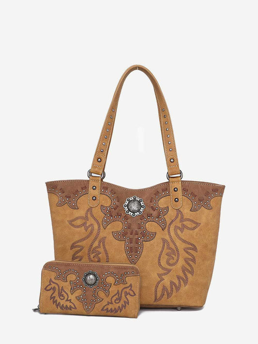 Western Handbag Leather Floral Buckle Brown Concealed Carry Purse Women  Country Shoulder Bag Wallet Set: Handbags: Amazon.com