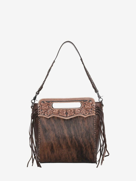 Leather and Hair on Cowhide Western Fringe Purse -  UK