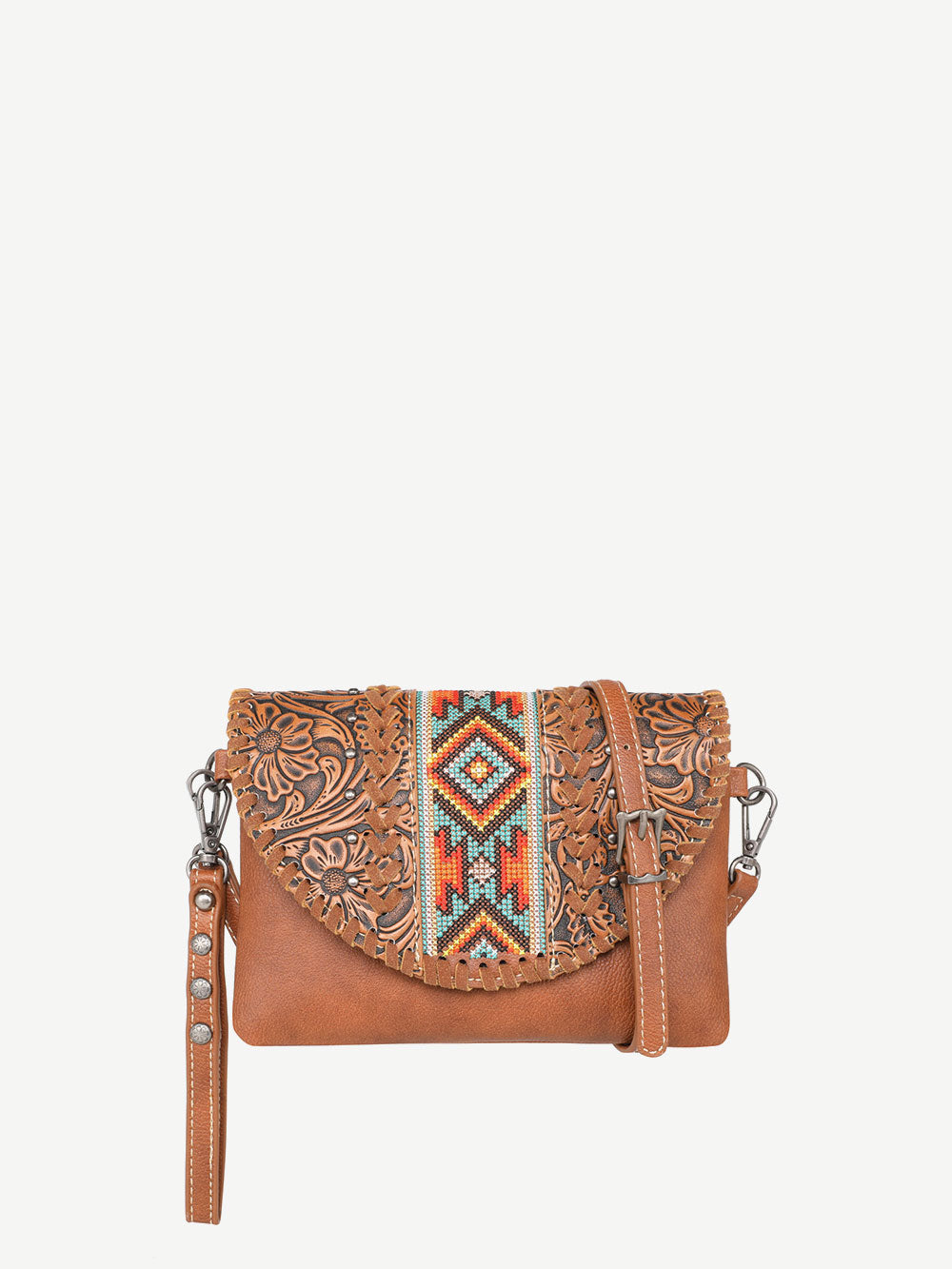 Montana West Vintage Floral Embroidered Aztec Crossbody Wristlet - Montana West World