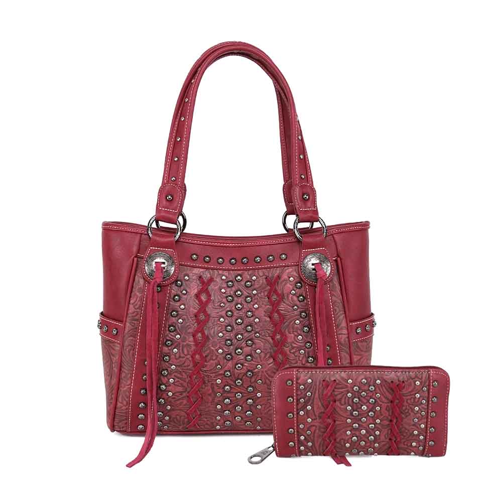 2 Wholesale Rhinestone Embroiled Western Purse With Wallet Brown - at -  wholesalesockdeals.com