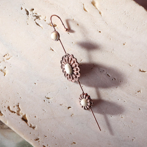 Rustic Couture's Natural Stone Navajo Concho Ear Pin Cuff Earrings - Montana West World