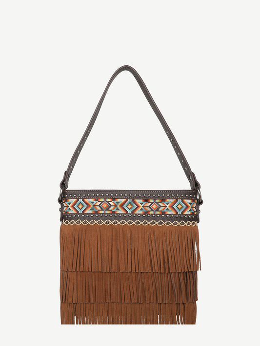 Montana West Embroidered Aztec Fringe Concealed Carry Hobo - Montana West World