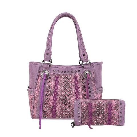 American Bling Floral Embossed Tote and Wallet Set - Montana West World