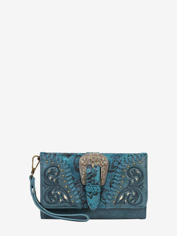 Montana West Cut-out Western Floral Buckle Crossbody Wallet - Montana West World