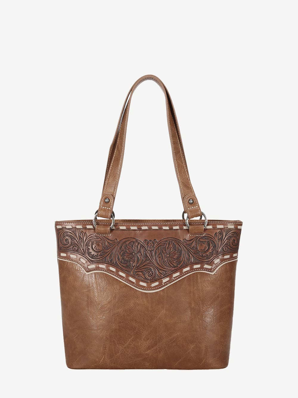 Trinity Ranch Floral Tooled Concealed Carry Tote Bag - Montana West World