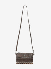 Trinity Ranch Hair On Cowhide Embossed Floral Concho Crossbody Clutch - Montana West World