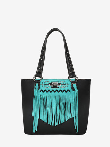 Montana West Aztec Embroidery Tassel Concealed Carry Tote - Montana West World