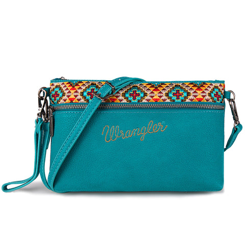 Wrangler Aztec Embroidered Crossbody Clutch - Montana West World