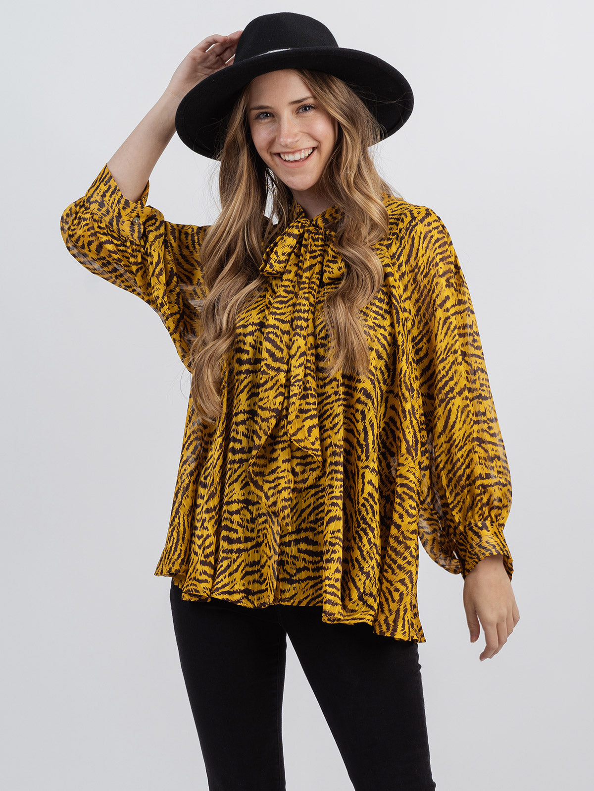 American Bling Plus Size Zebra Print Long Sleeves Blouse - Montana West World