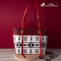 Montana West Braided Strap Aztec Collection Tote Bag - Montana West World