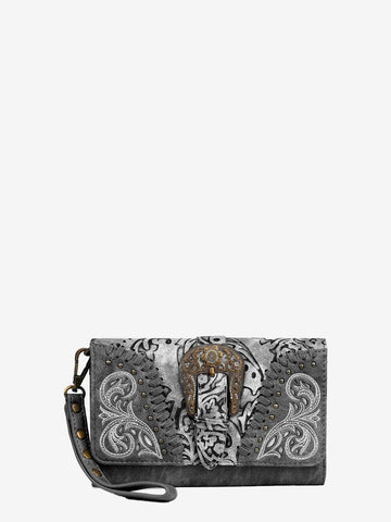 Montana West Cut-out Western Floral Buckle Crossbody Wallet - Montana West World