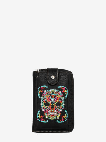 Montana West Embroidered Sugar Skull Crossbody Phone Bag - Montana West World