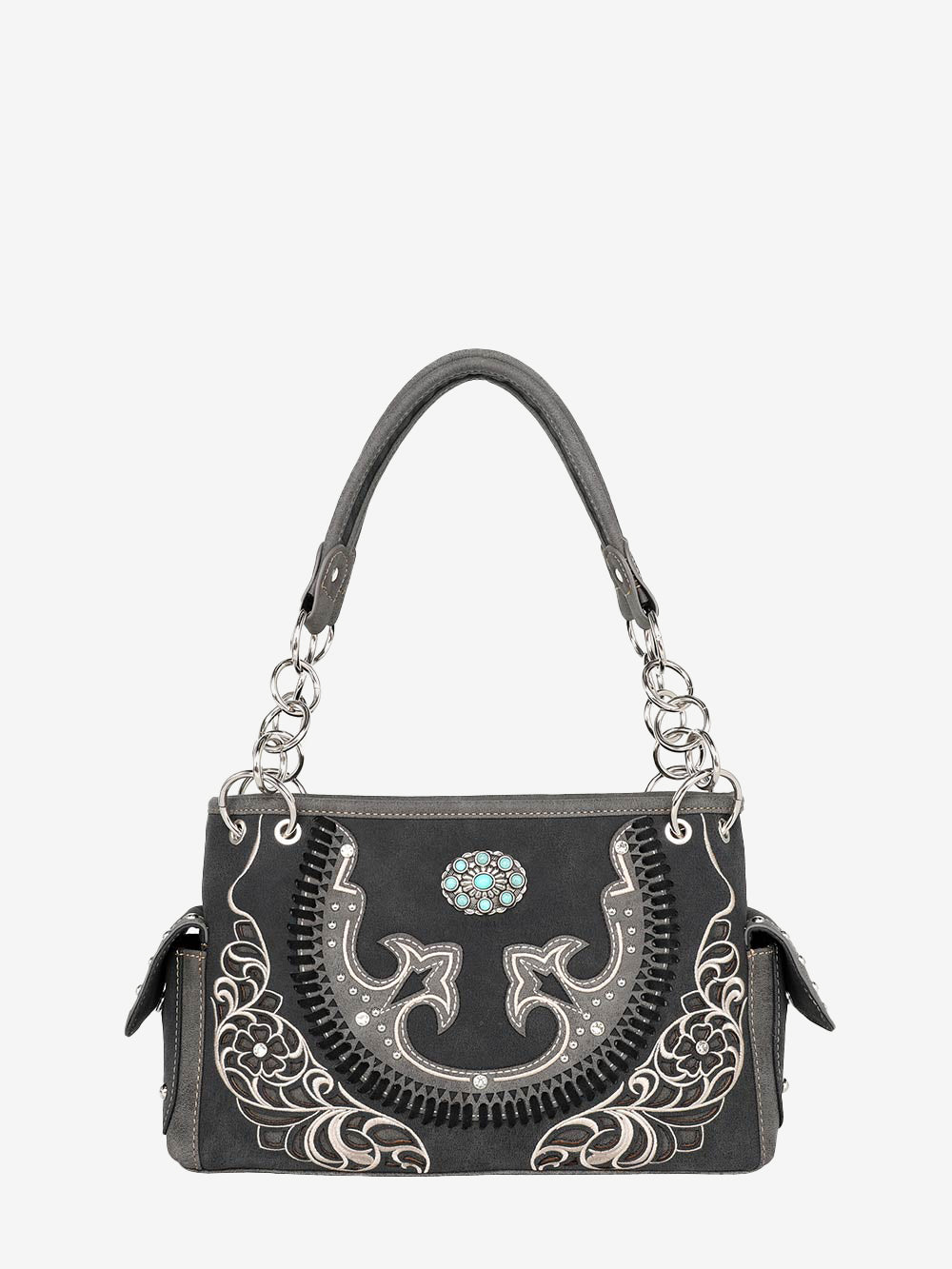 Montana West Cut-Out Turquoise Stone Concho Satchel Bag - Montana West World