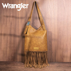 Wrangler Turquoise Stone Concho Fringe Hobo - Montana West World