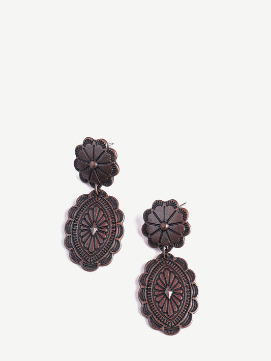 Montana West Copper Oval Floral Concho Dangling Earrings - Montana West World