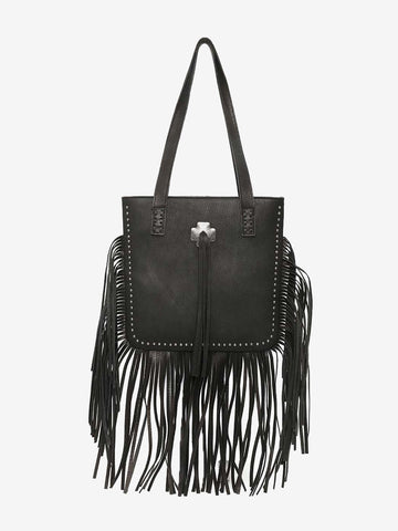 Montana West Concho Genuine Leather Fringe Tote Bag - Montana West World