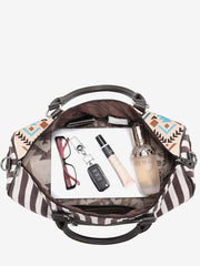 Montana West Tan Southwest Geometric Print Canvas Weekender Bag - Montana West World