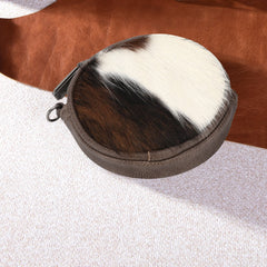 Wrangler Genuine Hair On Cowhide Circular Coin Pouch Bag Charm - Montana West World