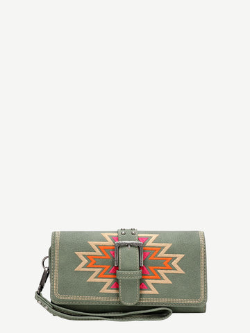 Montana West Embroidered Aztec Buckle Wallet - Montana West World