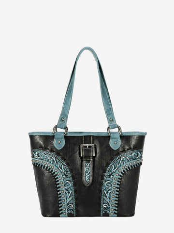 Montana West Embroidered Cut-out Boot Scroll Buckle Tote Bag - Montana West World