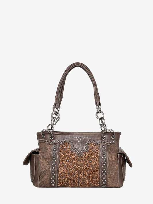 Montana West Floral Embroidered Embossed Concealed Carry Satchel - Montana West World