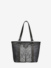 Montana West Floral Embroidered Embossed Studded Tote Bag - Montana West World