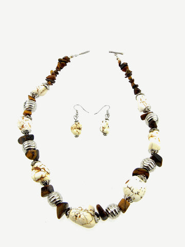 Montana West Brown Beads Short Necklace Set - Montana West World