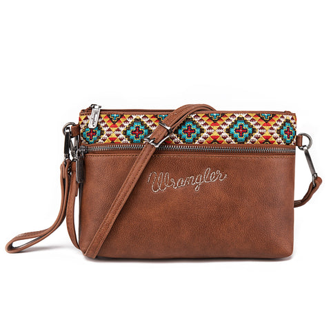 Wrangler Aztec Embroidered Crossbody Clutch - Montana West World