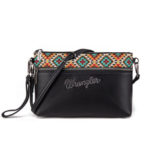 Wrangler Aztec Embroidered Crossbody Clutch - Montana West World