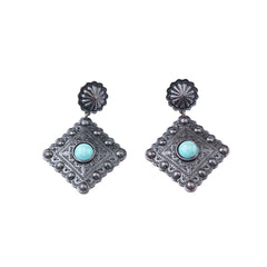 Montana West Turquoise Stone Bronze Rhombus Earrings - Montana West World