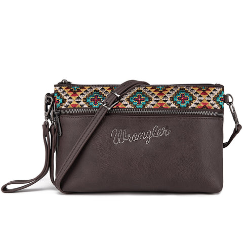 Wrangler Aztec Embroidered Crossbody Clutch - Montana West World