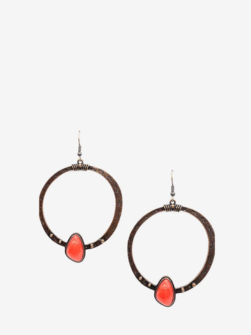 Montana West Circle Base Red Stone Earrings - Montana West World