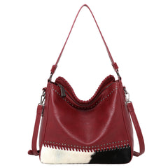 Trinity Ranch Hair-On Leather Dual Sided Crossbody Hobo Bag - Montana West World